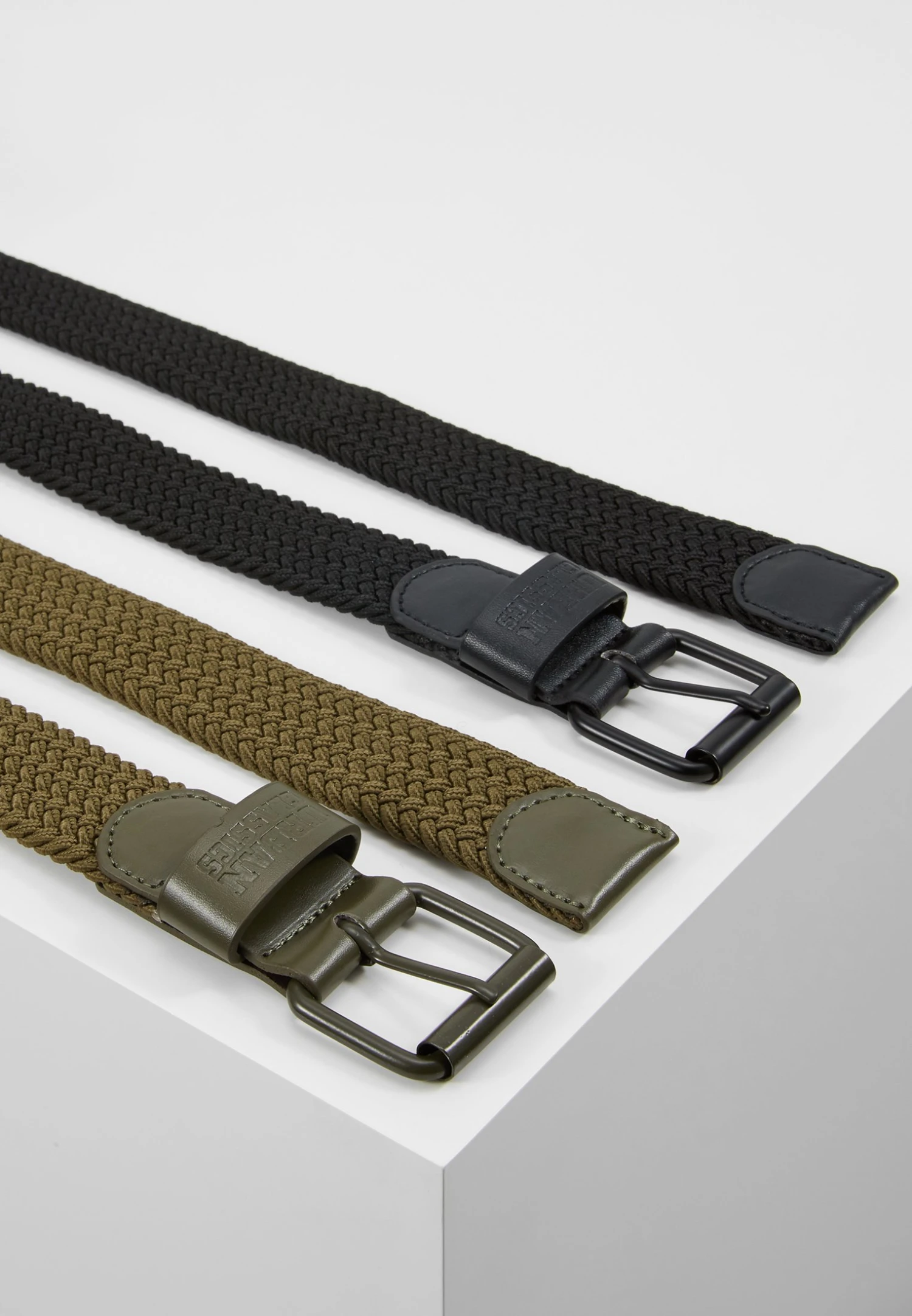 URBAN CLASSICS Elastic Belt 2 Pack - Cintura Intrecciata - Black/Olive 4 URBAN CLASSICS Elastic Belt 2 Pack - Cintura Intrecciata - Black/Olive - immagine 3