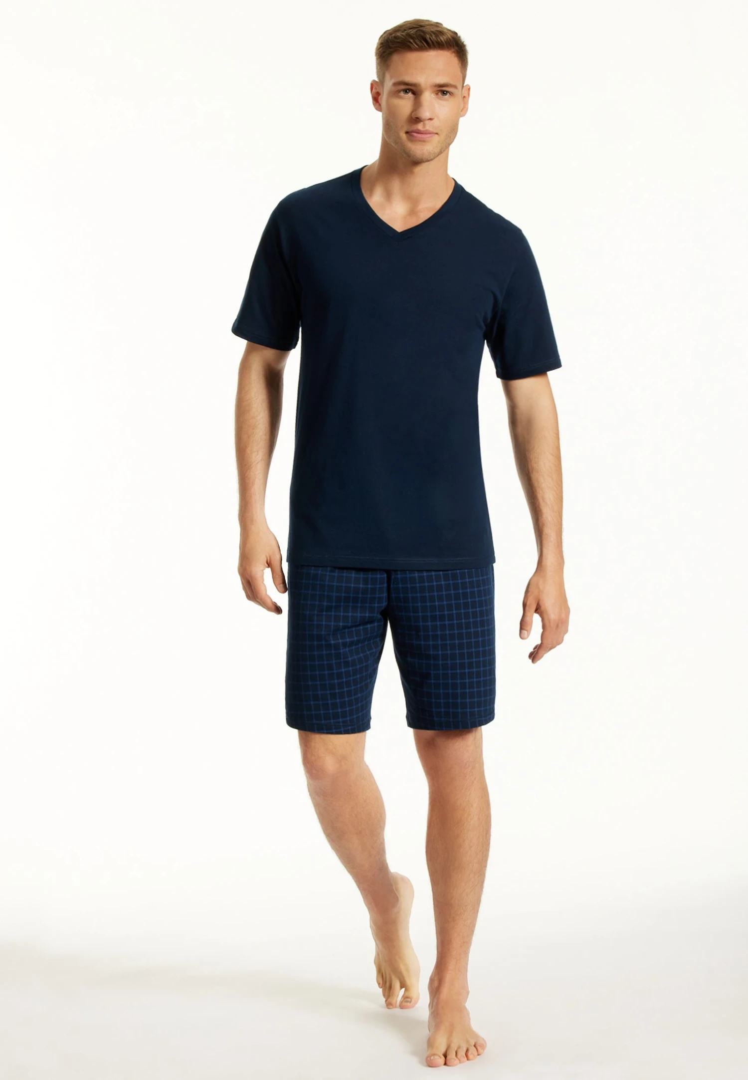 V-Ausschnitt Schlafanzug KurzPigiamaNachtblau Uomo Per La Notte S5982M06R-K11