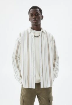 PULL & BEAR Striped Long SleeveCamiciaBeige Uomo Camicie PUC22D0KF-B11