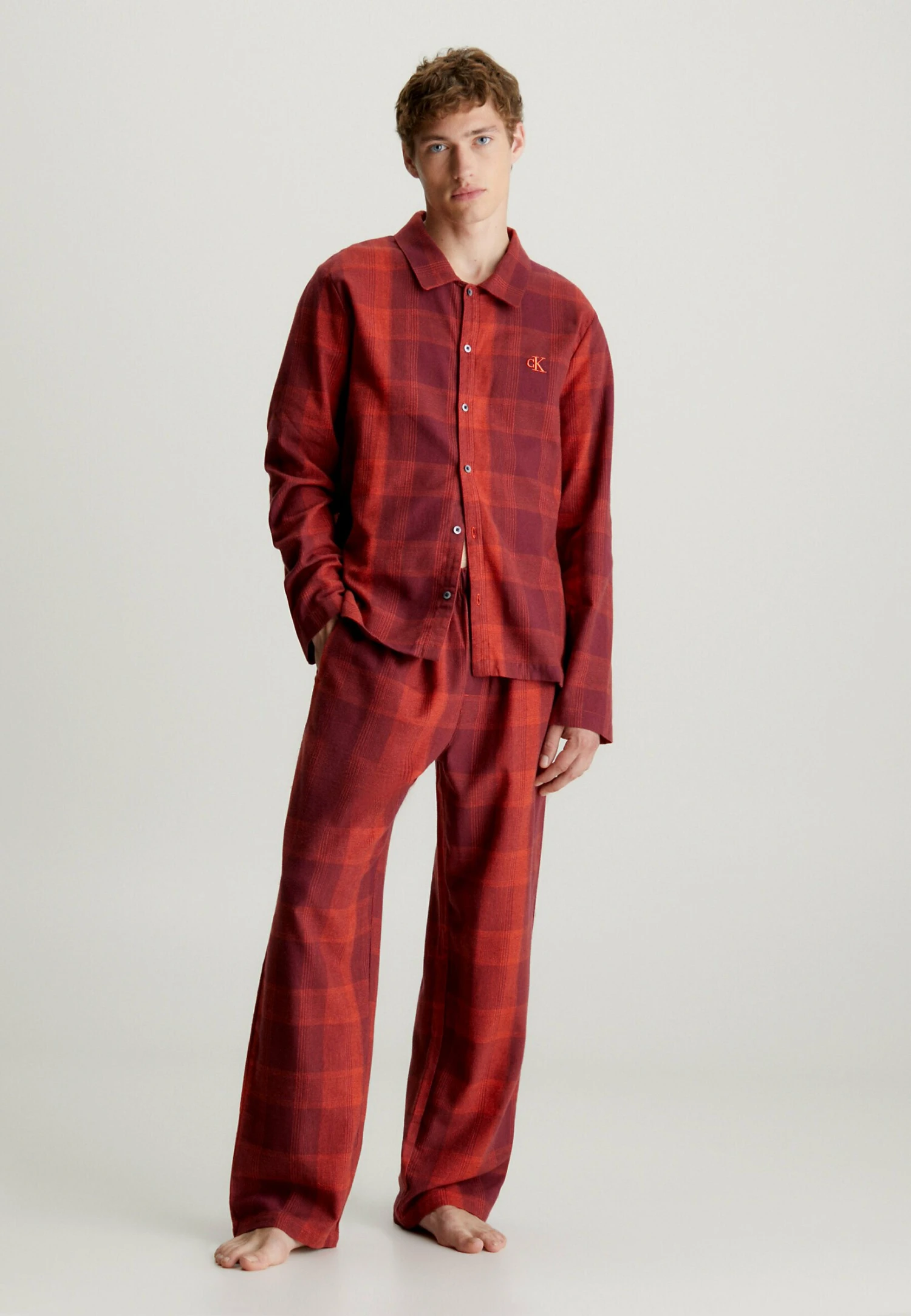 PigiamaGradient Check Red Clay Uomo Per La Notte C1182M01M-T11 3 PigiamaGradient Check Red Clay Uomo Per La Notte C1182M01M-T11