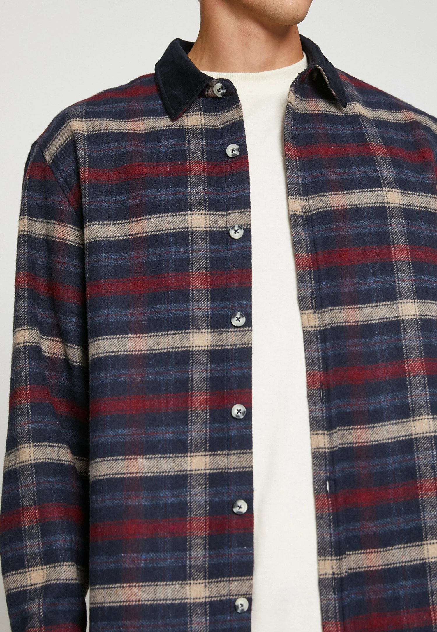 Koton Check Plaid Shirt Neck Detailed - Camicia - Navy 6 Koton Check Plaid Shirt Neck Detailed - Camicia - Navy - immagine 4