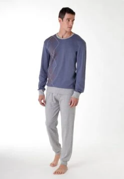 Lovable InterlockPigiamaAzzurro E Grigio Uomo Per La Notte L1I82M03E-K11