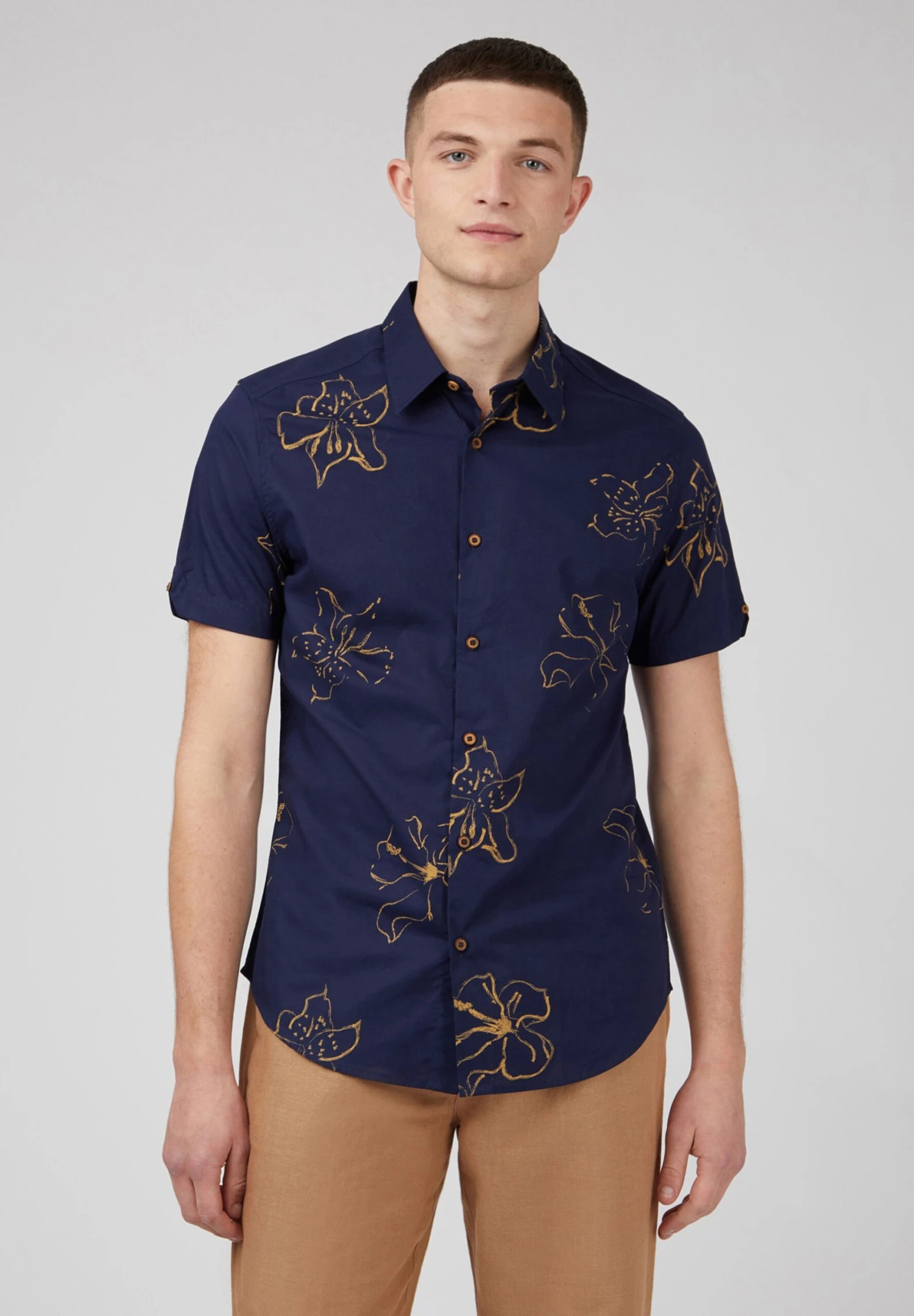 Ben Sherman Linear Floral Print- Camicia - Marine 3 Ben Sherman Linear Floral Print- Camicia - Marine