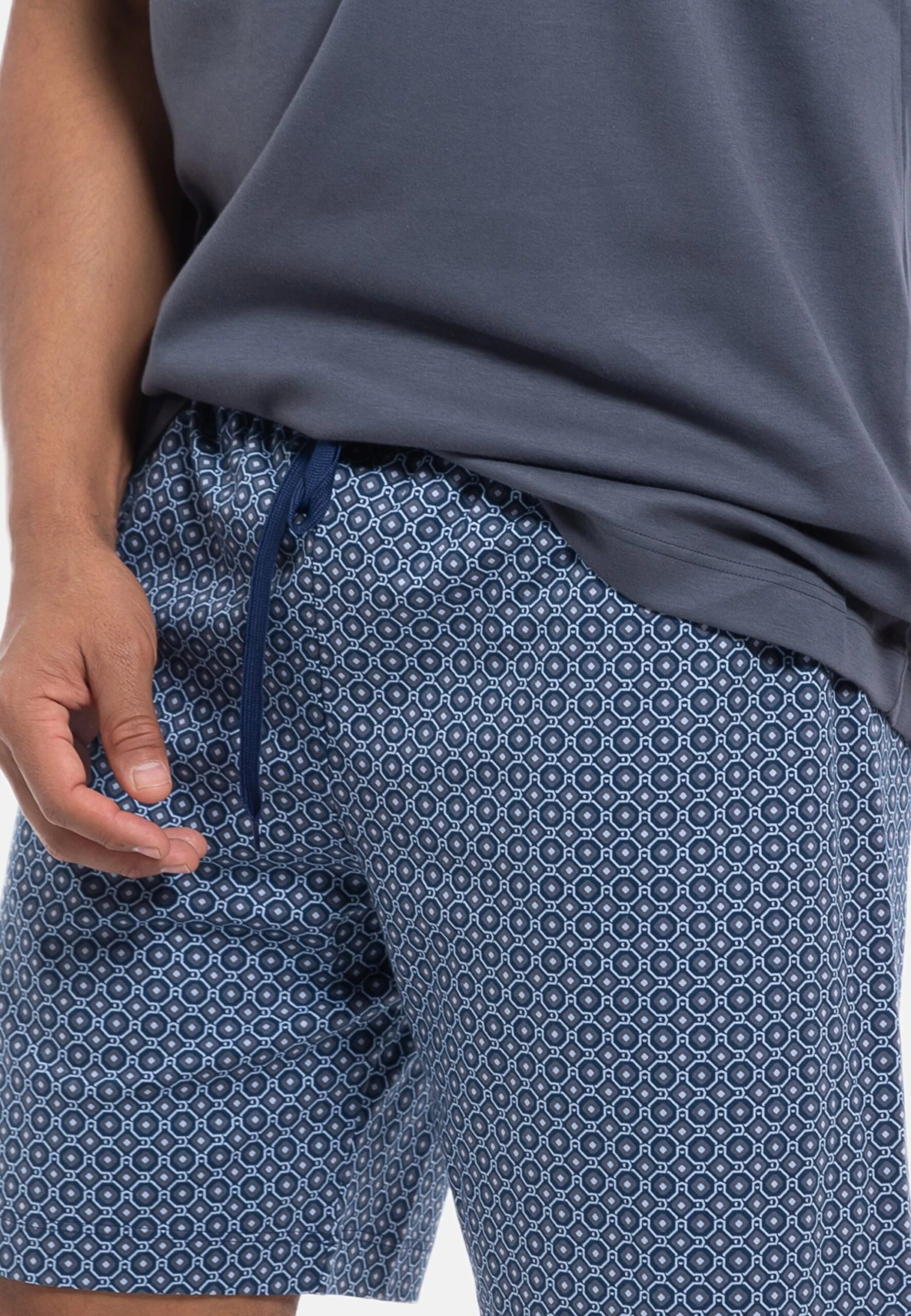 MEY Kurzarm Lounge - Nightwear Set - Pigiama - Blau Grau 6 MEY Kurzarm Lounge - Nightwear Set - Pigiama - Blau Grau - immagine 4