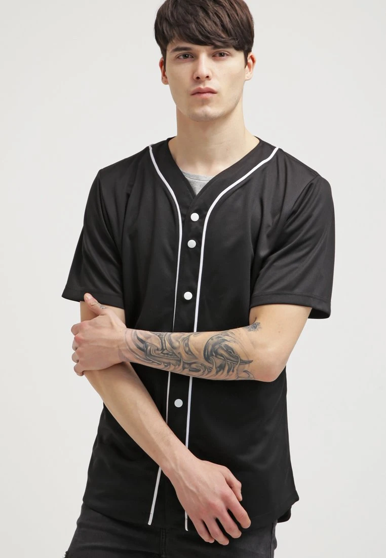 URBAN CLASSICS Baseball- Camicia - Black/White 3 URBAN CLASSICS Baseball- Camicia - Black/White