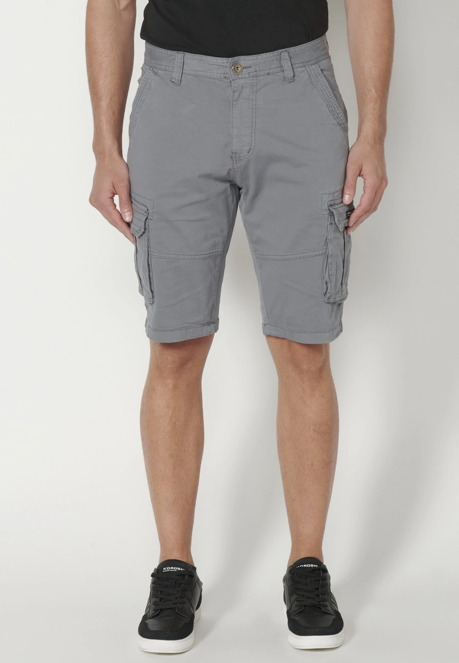 Koroshi ShortsGris Uomo Bermuda KOL22F08X-C11 3 Koroshi ShortsGris Uomo Bermuda KOL22F08X-C11