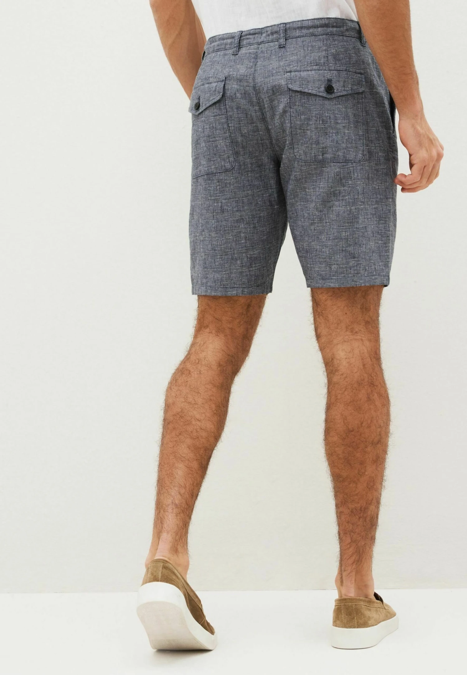 Next Regular Fit Linen Rich Shorts - Shorts - Blue Check 5 Next Regular Fit Linen Rich Shorts - Shorts - Blue Check - immagine 3