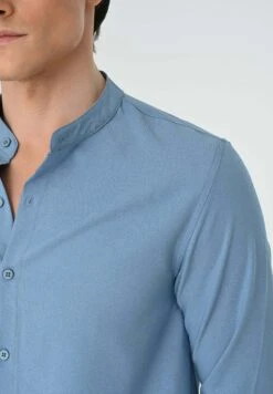 Mandarin Collar Long Sleeve - Camicia - Indigo -Negozio Di Abbigliamento Zalando 477e6c97ce564cf5998313455dab346c