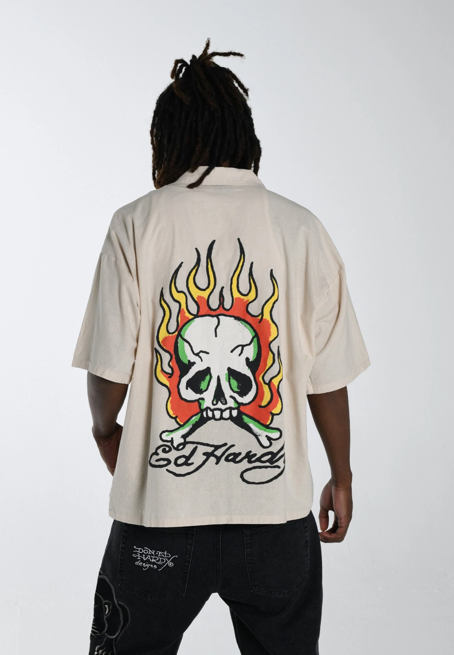 Ed Hardy Flames Camp CamiciaEcru Uomo Camicie ED222D002-B11 5 Ed Hardy Flames Camp CamiciaEcru Uomo Camicie ED222D002-B11 - immagine 3