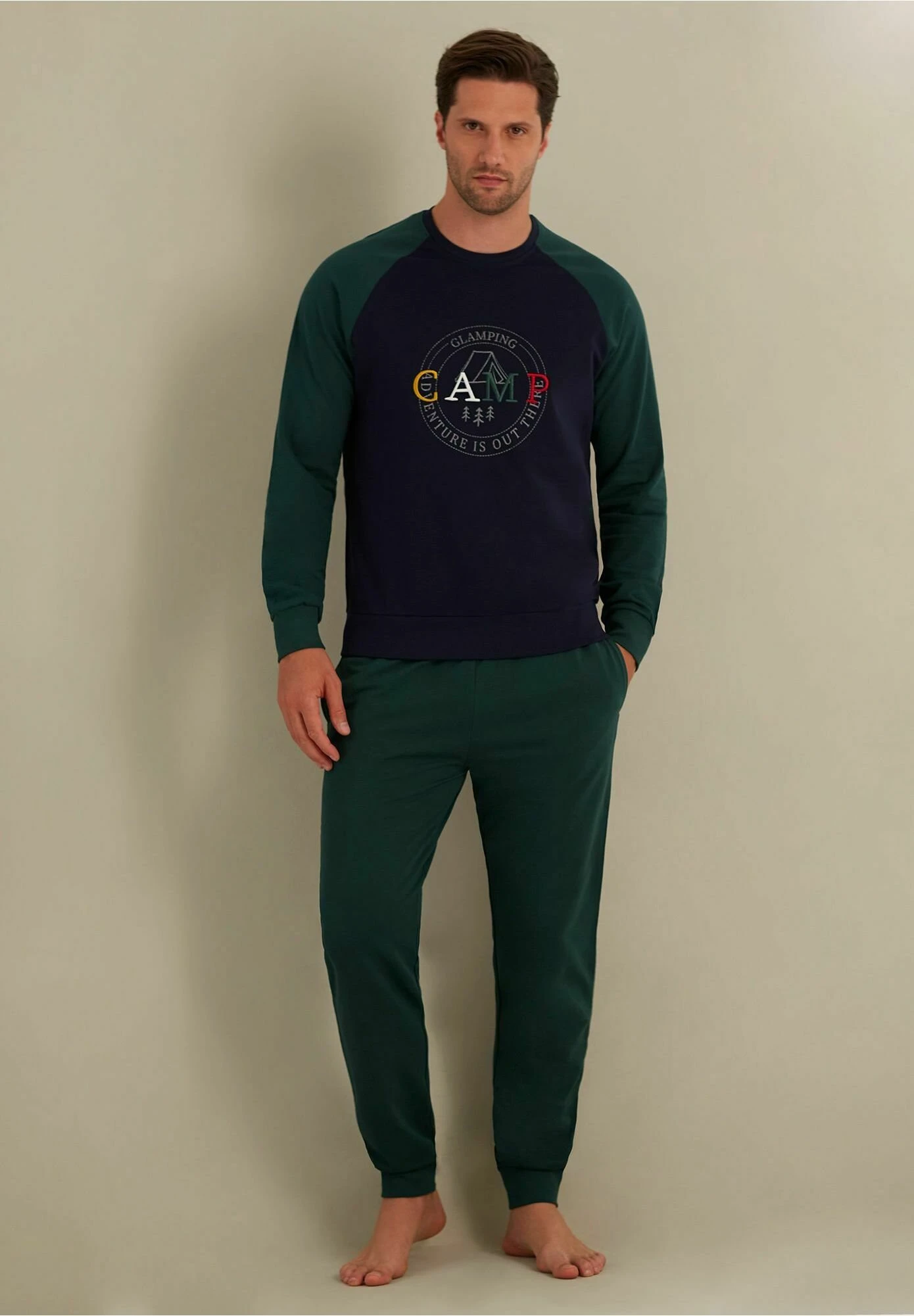 Yamamay Glamping SetPigiamaVerde Scuro Uomo Per La Notte 0YA82M00K-M11