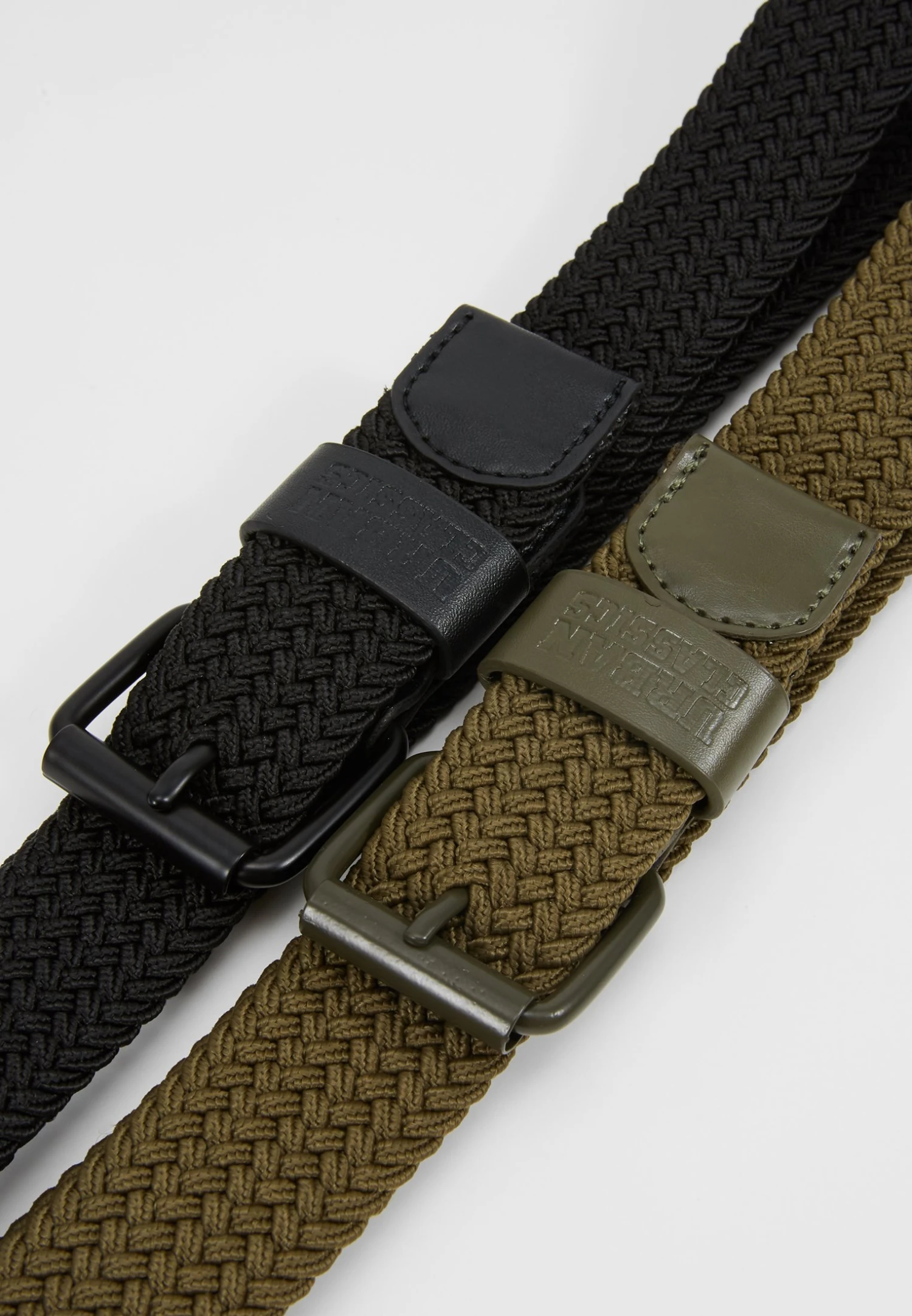 URBAN CLASSICS Elastic Belt 2 Pack - Cintura Intrecciata - Black/Olive 6 URBAN CLASSICS Elastic Belt 2 Pack - Cintura Intrecciata - Black/Olive - immagine 5