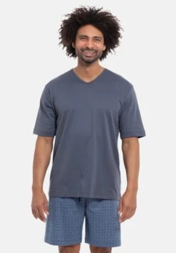 MEY Kurzarm Lounge - Nightwear Set - Pigiama - Blau Grau