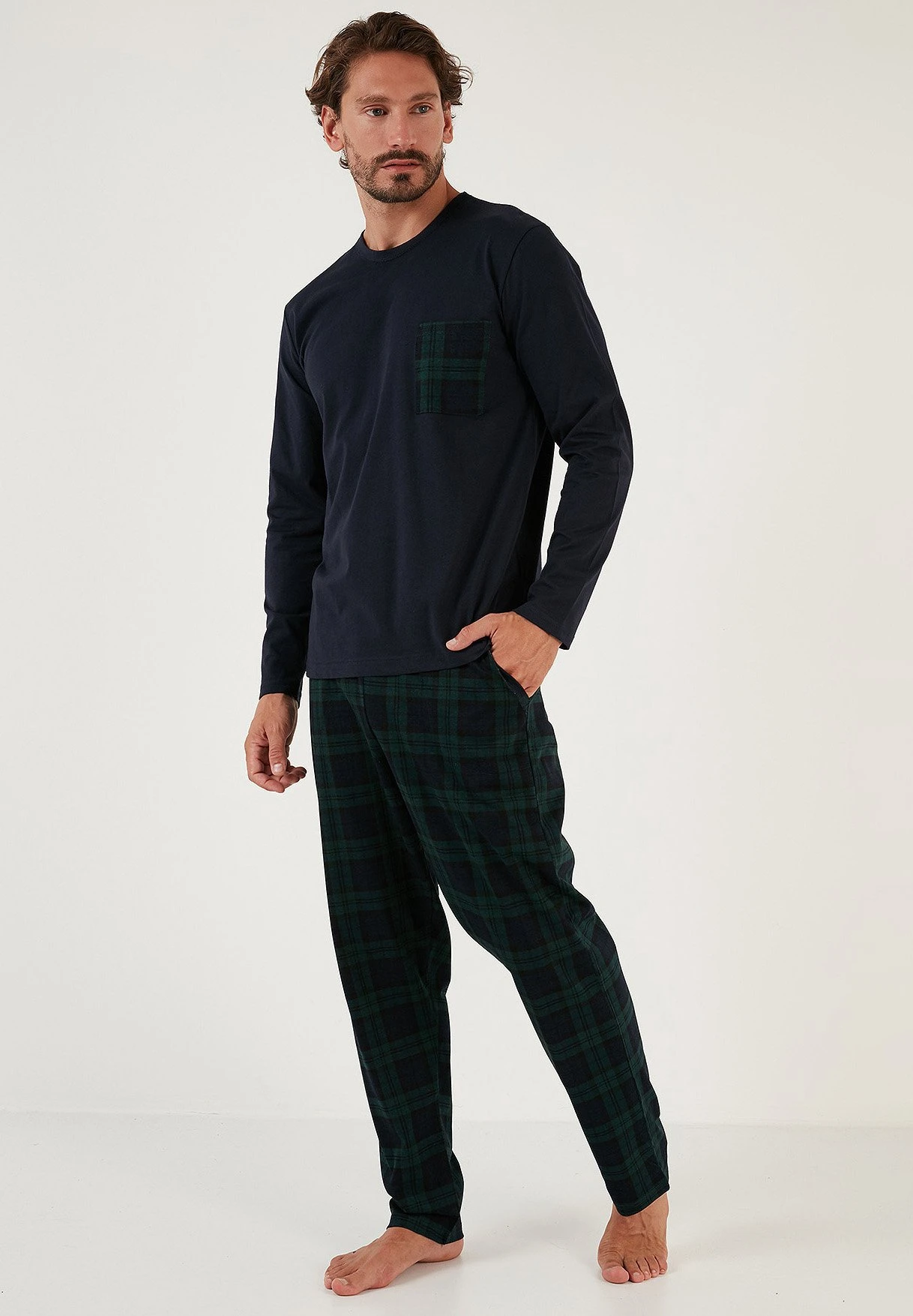 Regular Fit SetPigiamaDark Blue Uomo Per La Notte BUS82M001-K11 4 Regular Fit SetPigiamaDark Blue Uomo Per La Notte BUS82M001-K11 - immagine 2