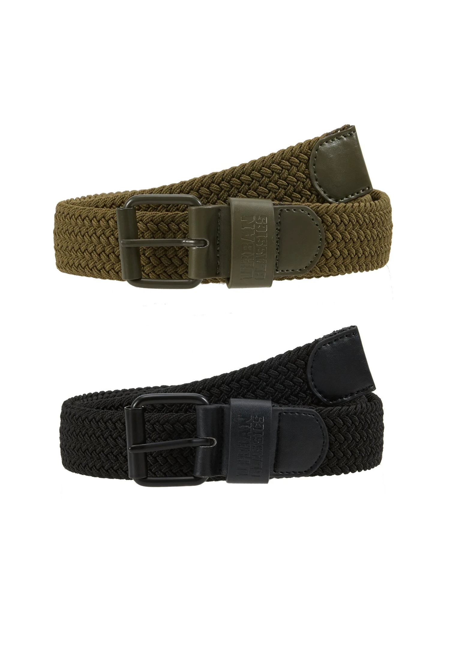 URBAN CLASSICS Elastic Belt 2 Pack - Cintura Intrecciata - Black/Olive 5 URBAN CLASSICS Elastic Belt 2 Pack - Cintura Intrecciata - Black/Olive - immagine 4