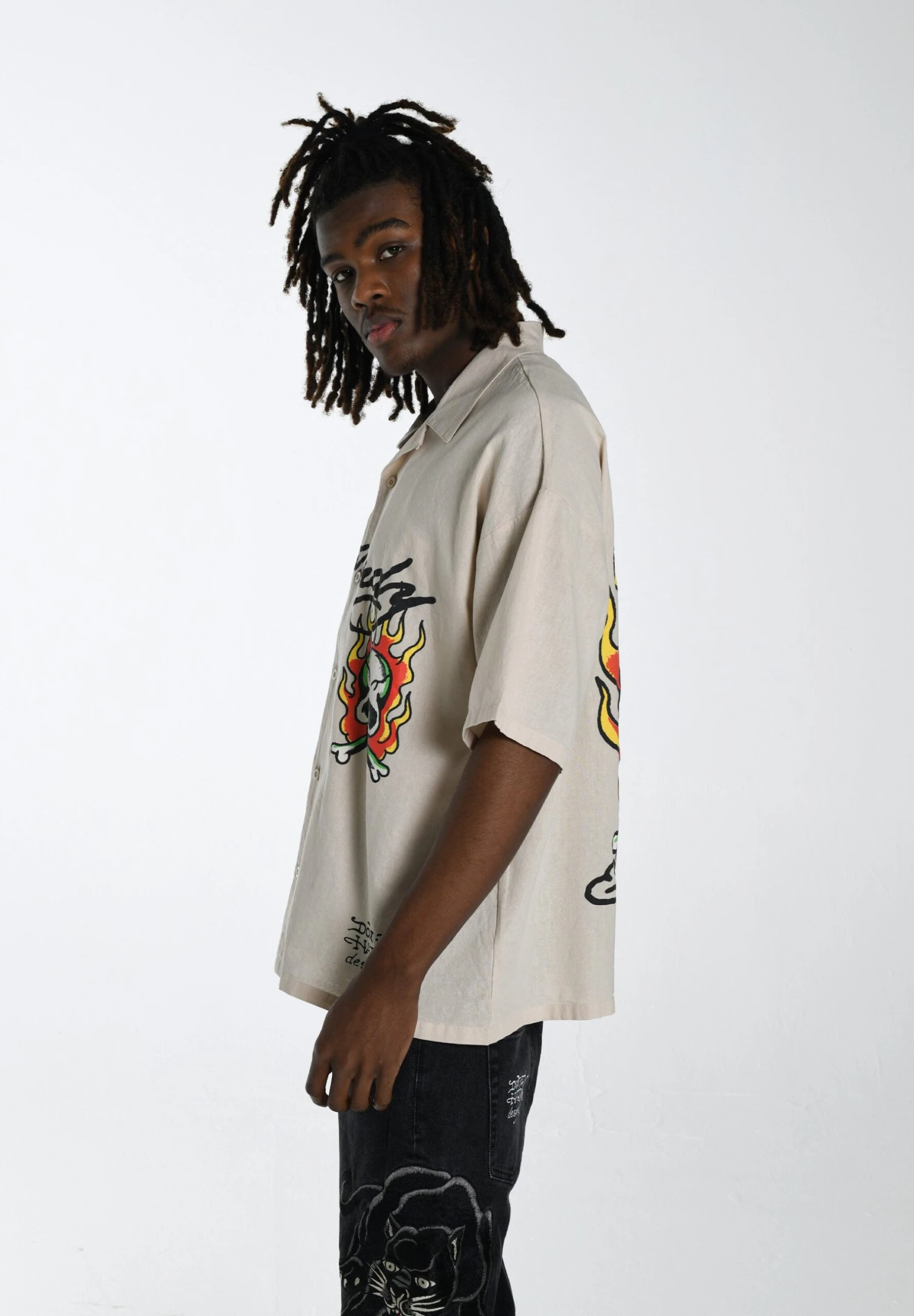 Ed Hardy Flames Camp CamiciaEcru Uomo Camicie ED222D002-B11 7 Ed Hardy Flames Camp CamiciaEcru Uomo Camicie ED222D002-B11 - immagine 5