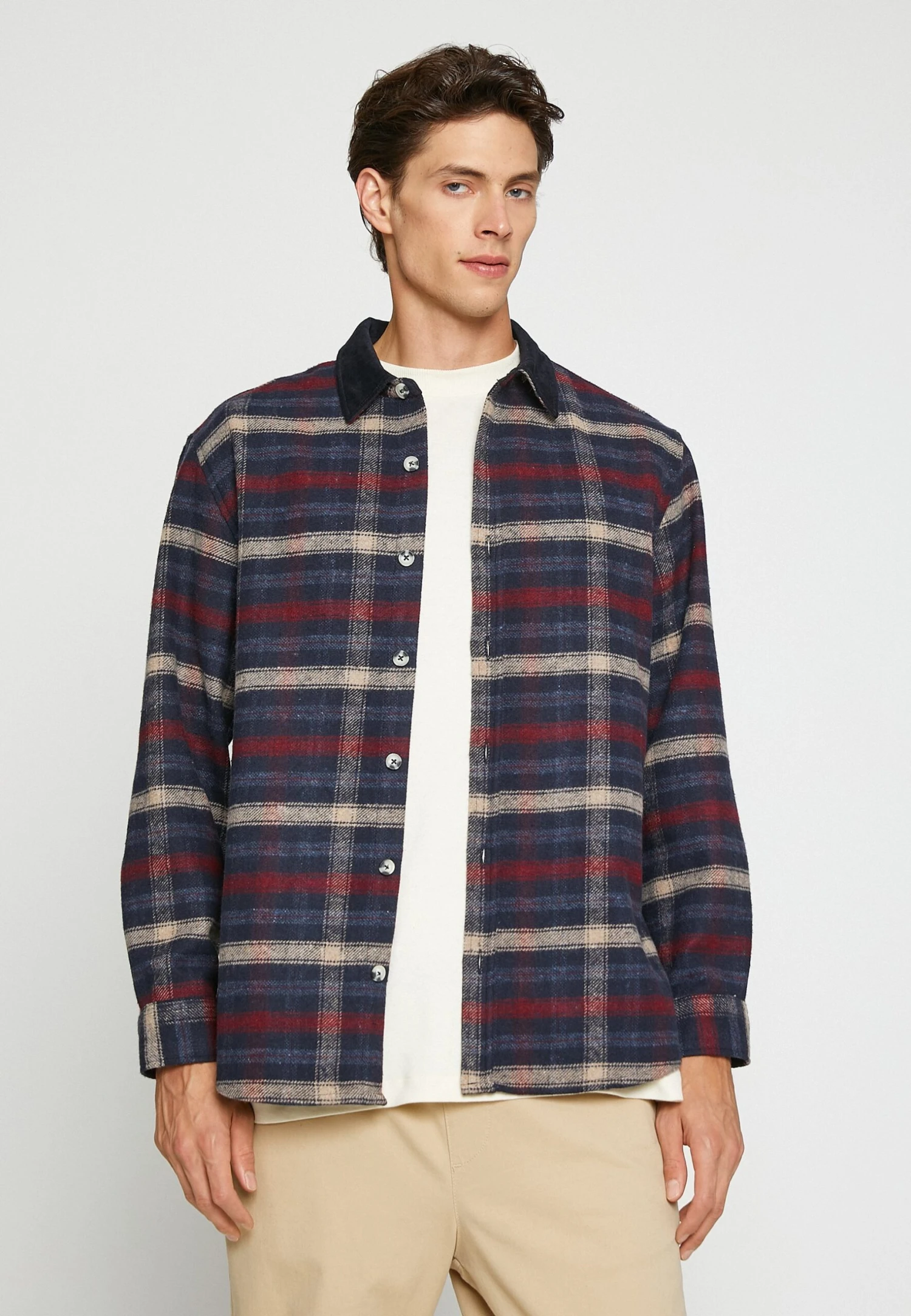 Koton Check Plaid Shirt Neck Detailed - Camicia - Navy 5 Koton Check Plaid Shirt Neck Detailed - Camicia - Navy - immagine 3