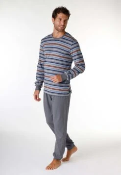 Lovable Interlock SetPigiamaMultirighe Antracite Uomo Per La Notte L1I82M03A-T11