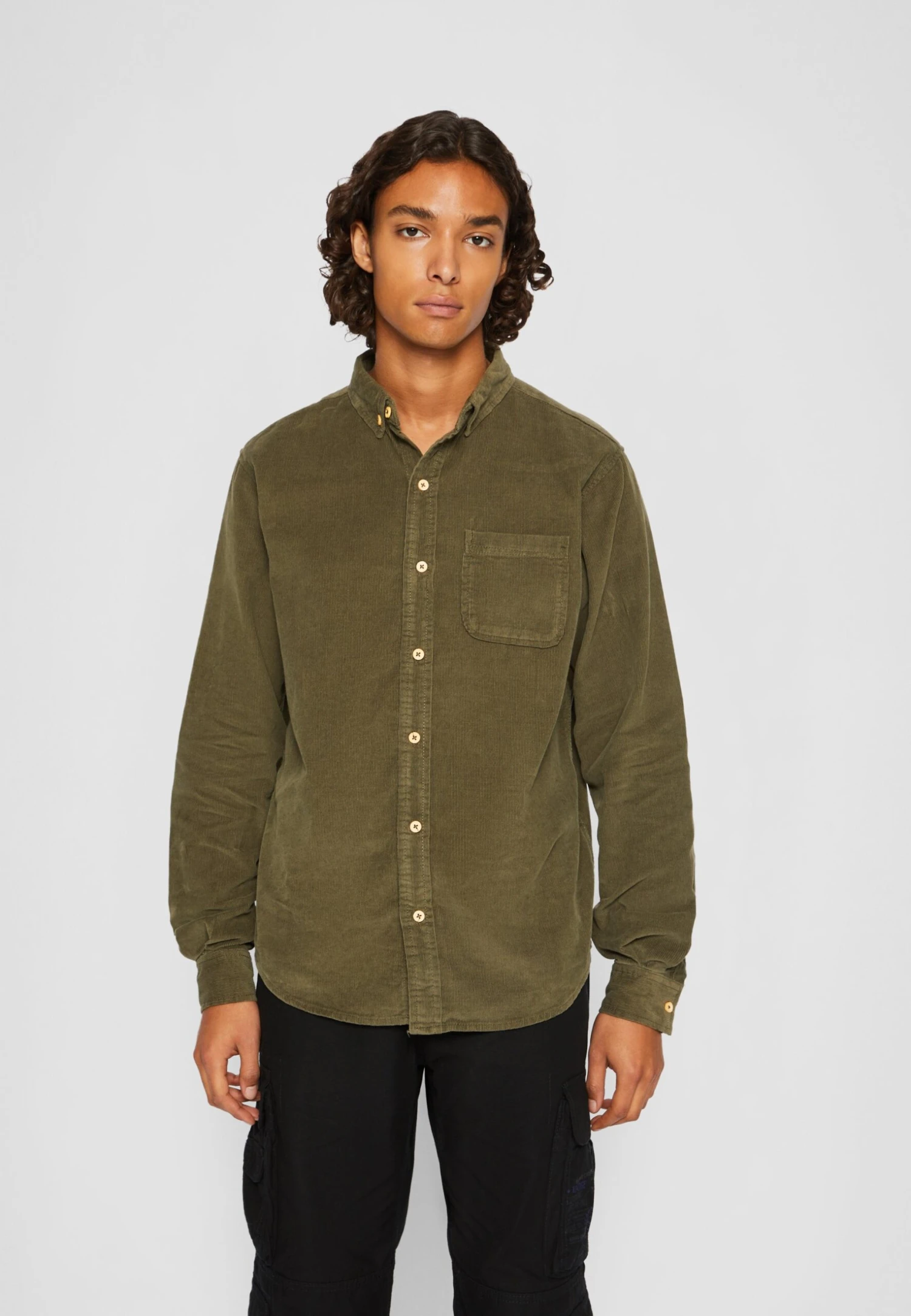 URBAN CLASSICS Corduroy Shirt - Camicia - Olive 5 URBAN CLASSICS Corduroy Shirt - Camicia - Olive - immagine 3