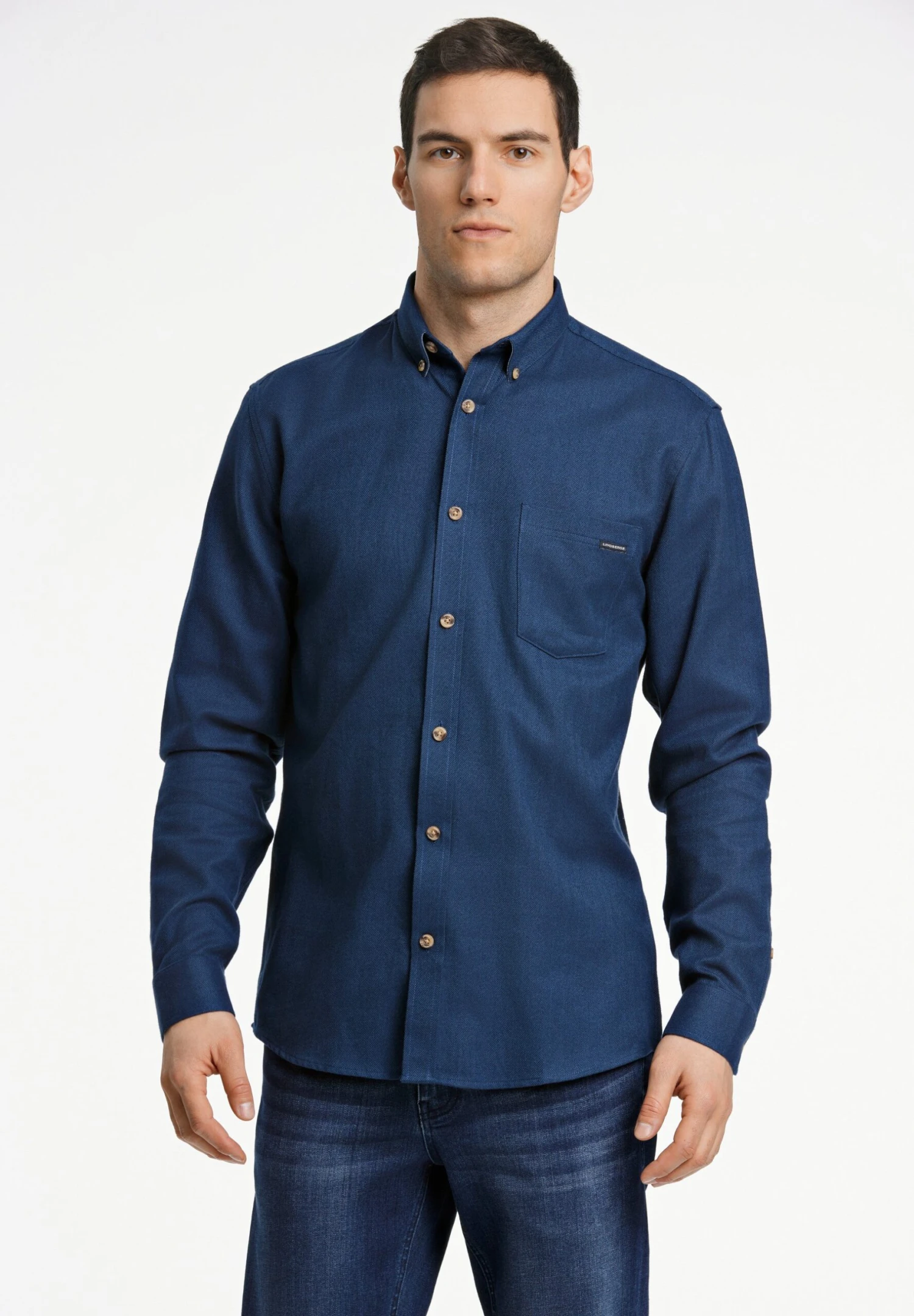 Lindbergh Brushed Herringbone L SCamiciaNavy Uomo Camicie LG522D09N-K11 3 Lindbergh Brushed Herringbone L SCamiciaNavy Uomo Camicie LG522D09N-K11