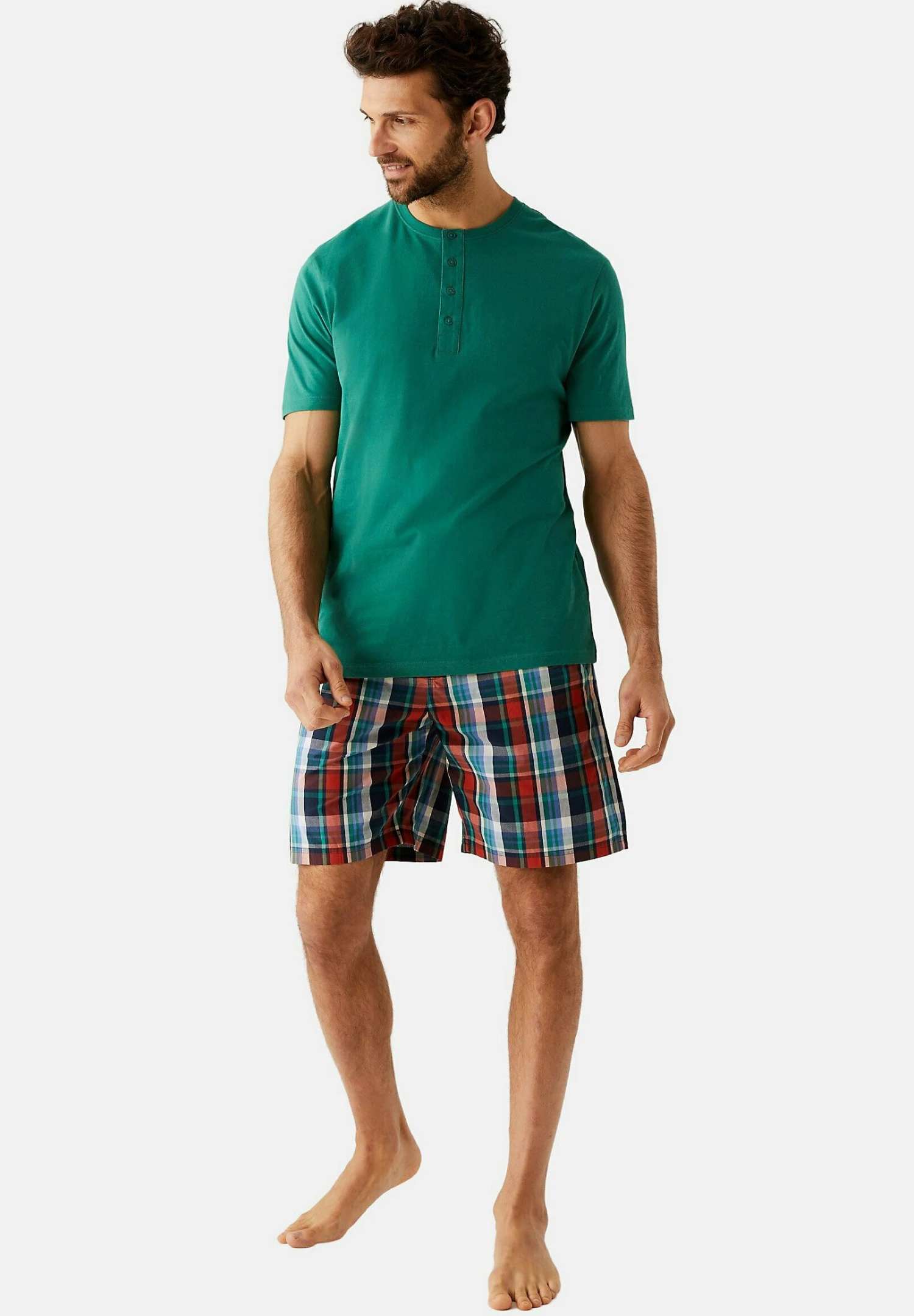 Marks & Spencer Pure Cotton CheckedPigiamaGreen Mix Uomo Per La Notte QM482M016-M11 3 Marks & Spencer Pure Cotton CheckedPigiamaGreen Mix Uomo Per La Notte QM482M016-M11