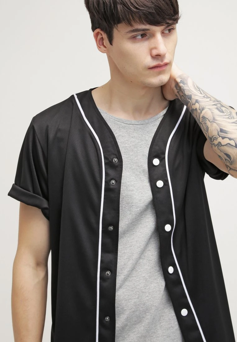URBAN CLASSICS Baseball- Camicia - Black/White 6 URBAN CLASSICS Baseball- Camicia - Black/White - immagine 4