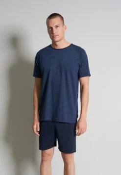 Set Shorty - Pigiama - Blau/Dunkel Ringel