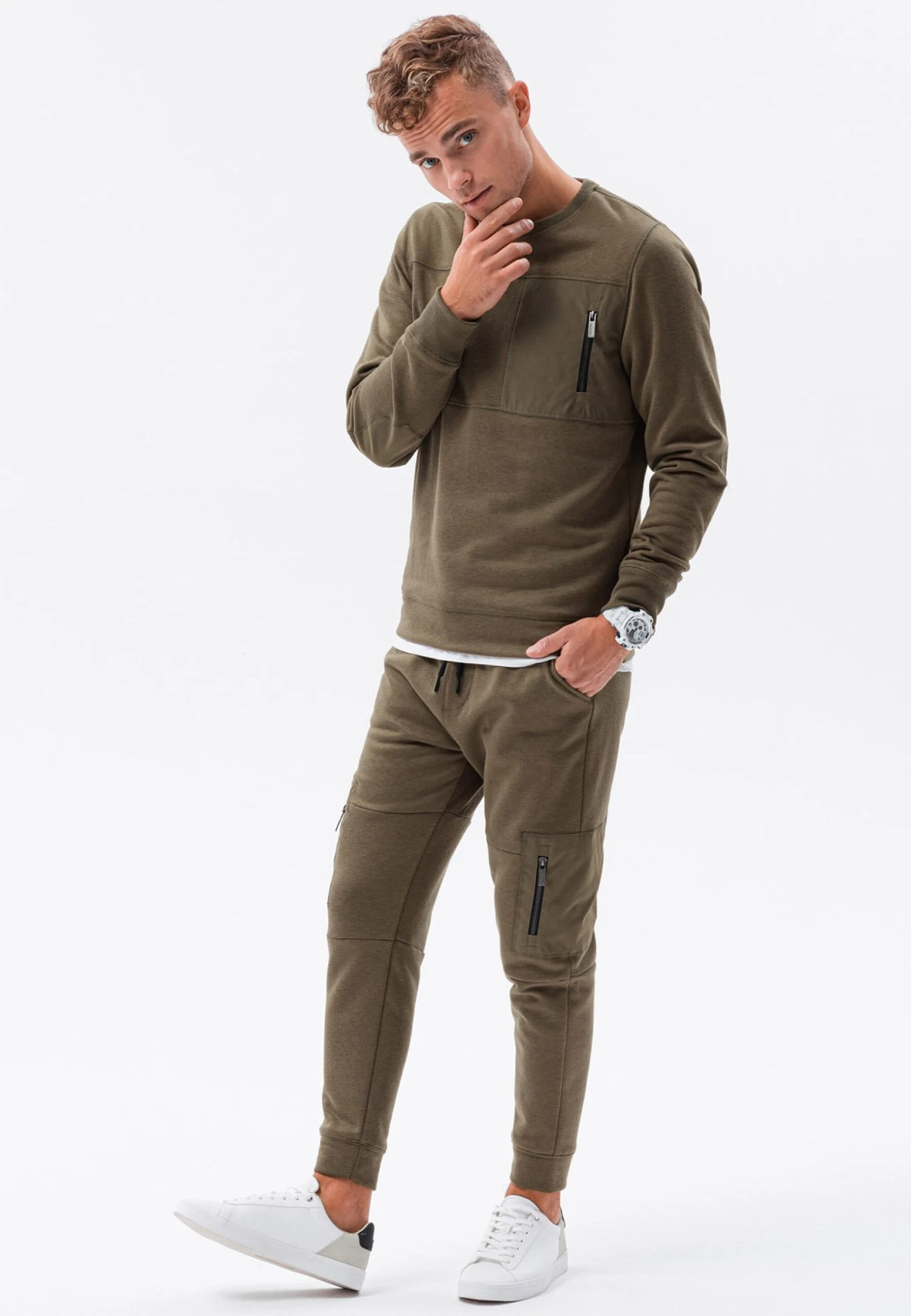 SetTutaOlive Green Uomo Pantaloni Sportivi E Joggers OM422S054-N11 4 SetTutaOlive Green Uomo Pantaloni Sportivi E Joggers OM422S054-N11 - immagine 2