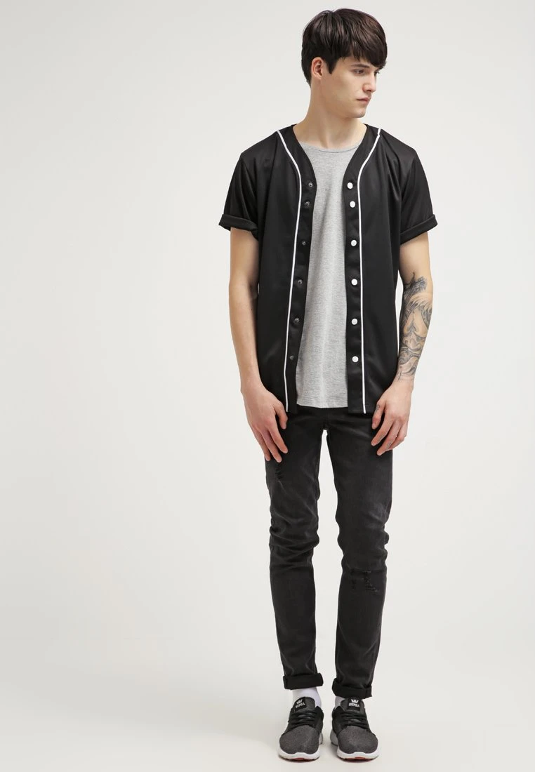 URBAN CLASSICS Baseball- Camicia - Black/White 4 URBAN CLASSICS Baseball- Camicia - Black/White - immagine 2