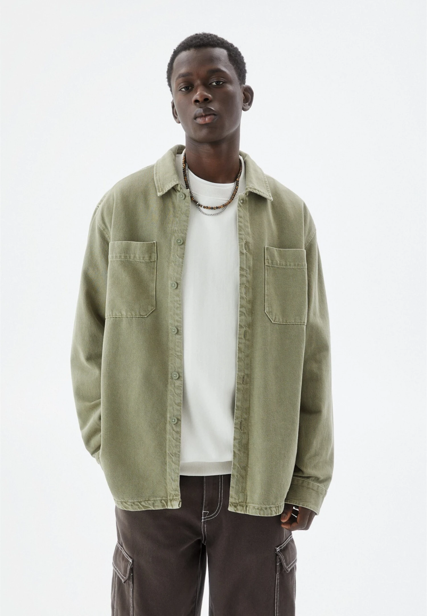 PULL & BEAR Long Sleeve- Camicia - Khaki 3 PULL & BEAR Long Sleeve- Camicia - Khaki