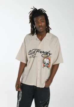 Ed Hardy Flames Camp CamiciaEcru Uomo Camicie ED222D002-B11