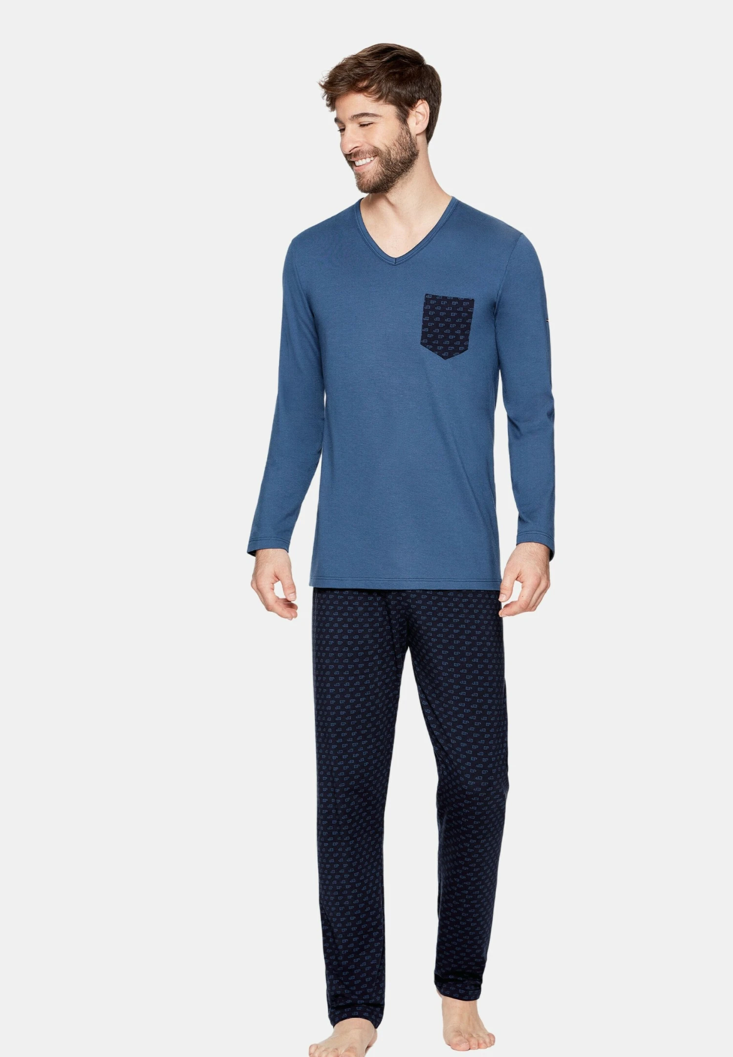 Eden Park SetPigiamaBleu Uomo Per La Notte EDL82M00O-K11 4 Eden Park SetPigiamaBleu Uomo Per La Notte EDL82M00O-K11 - immagine 2