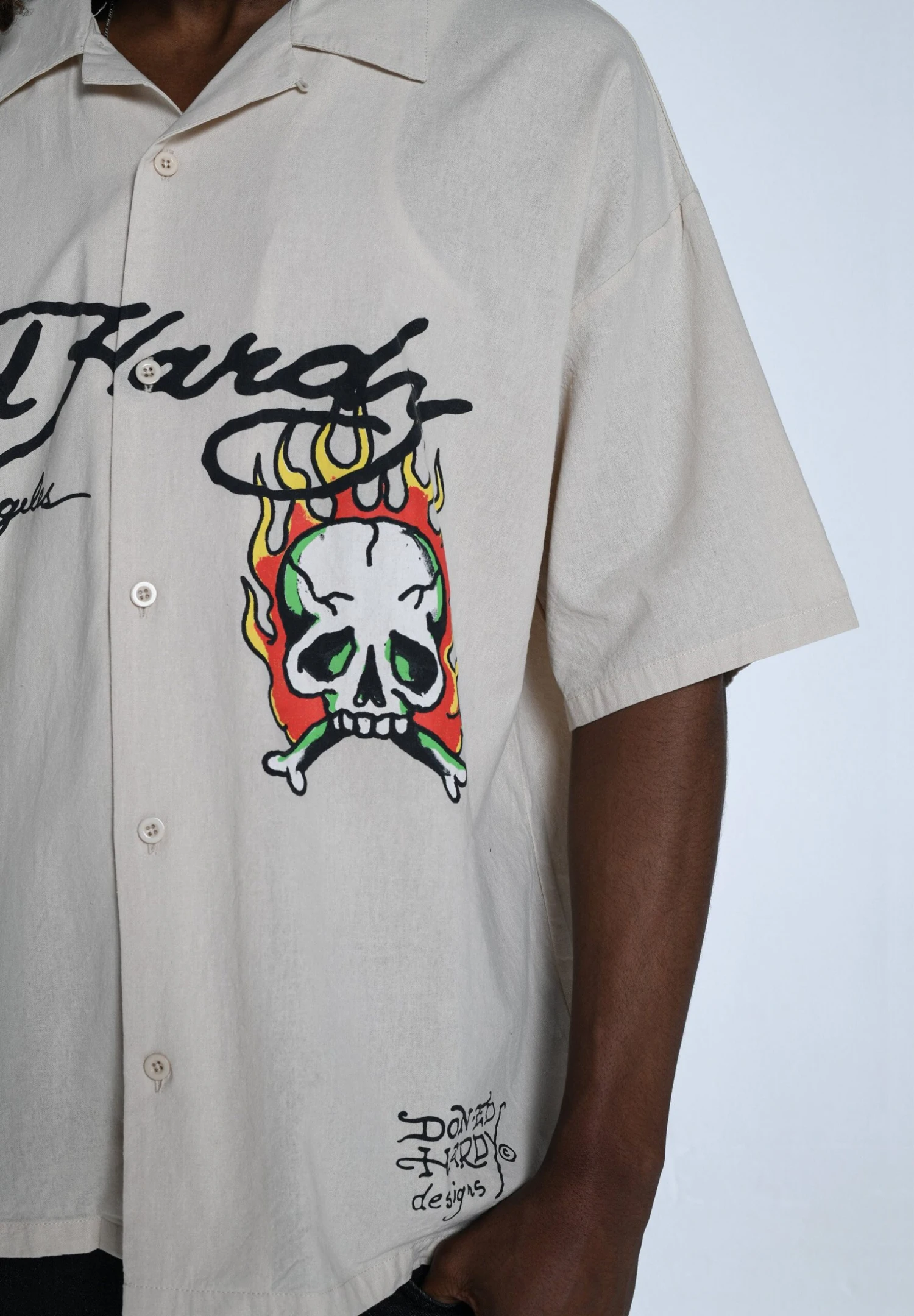 Ed Hardy Flames Camp CamiciaEcru Uomo Camicie ED222D002-B11 6 Ed Hardy Flames Camp CamiciaEcru Uomo Camicie ED222D002-B11 - immagine 4